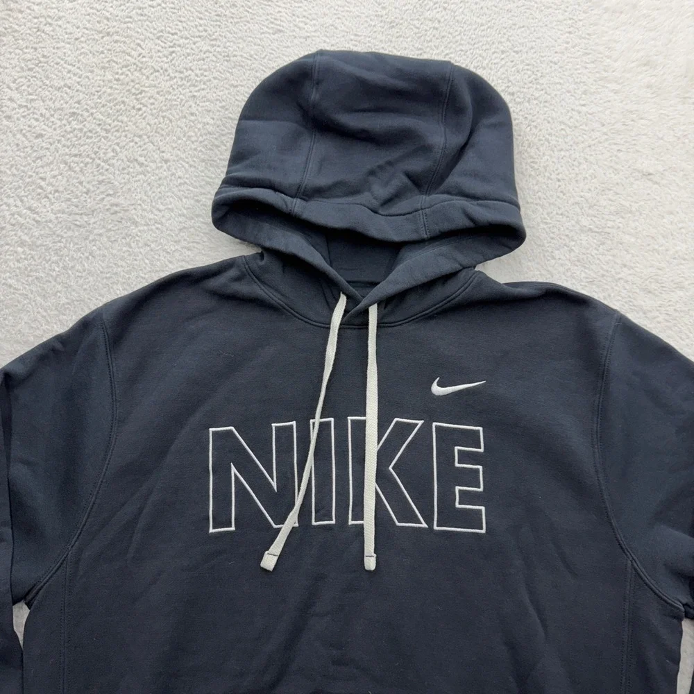Nike Mens Hoodie Black Fleece Pullover Spellout Logo Swoosh Medium